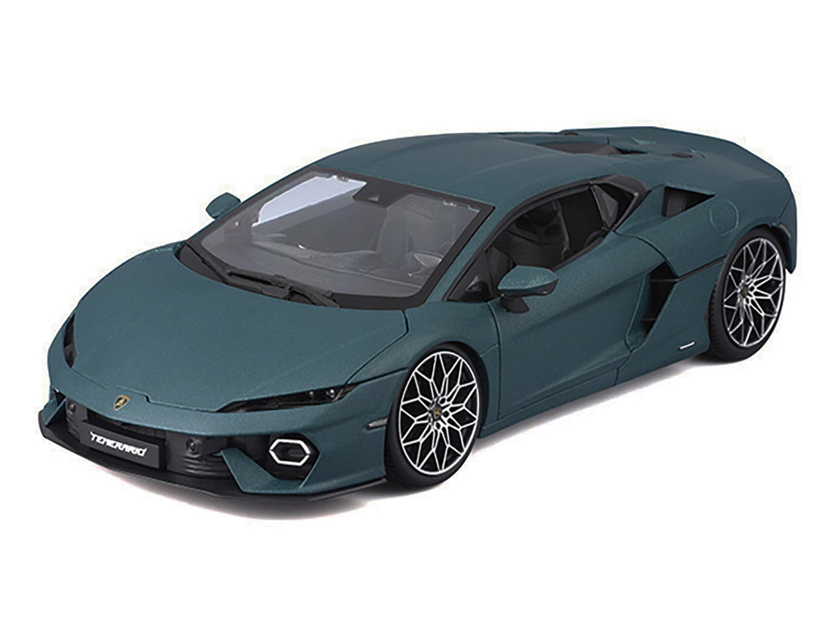 Lamborghini Temerario Matt Blue Metallic 1/18 diecast model car by Bburago, detailed scale replica with realistic features.