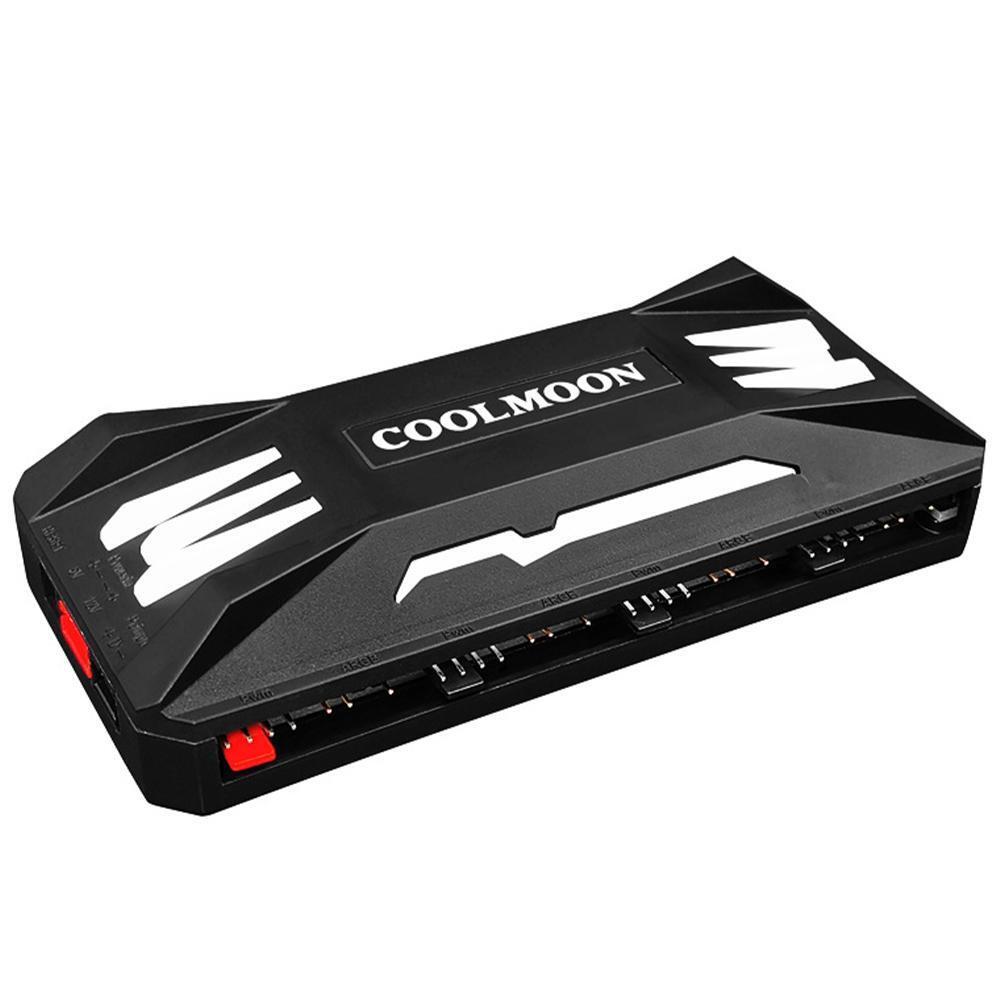 Coolmoon P-argb Controller 4-pin Pwm 5v 3pin Smart RGB Remote Controller Chassis Fan Hub Pc Case Cooling Fan black - American Smart