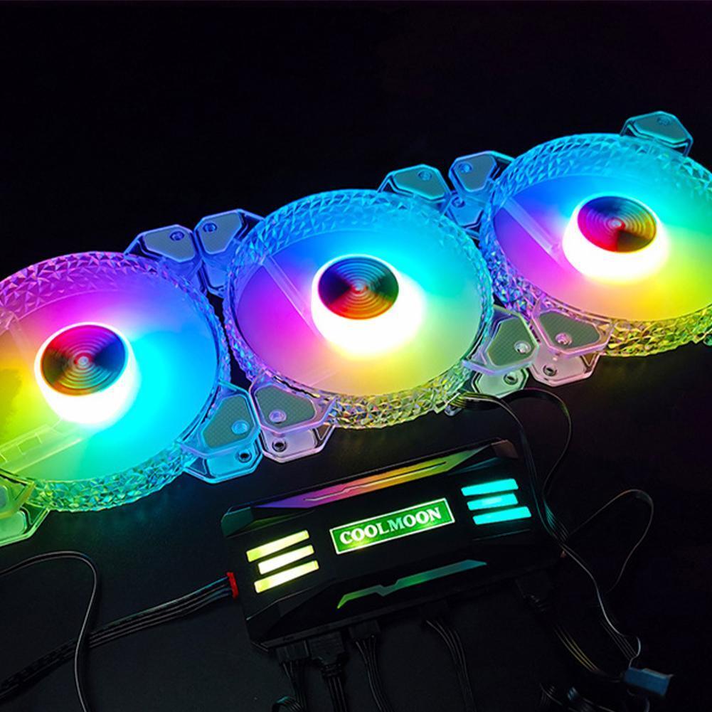 Coolmoon P-argb Controller 4-pin Pwm 5v 3pin Smart RGB Remote Controller Chassis Fan Hub Pc Case Cooling Fan black - American Smart