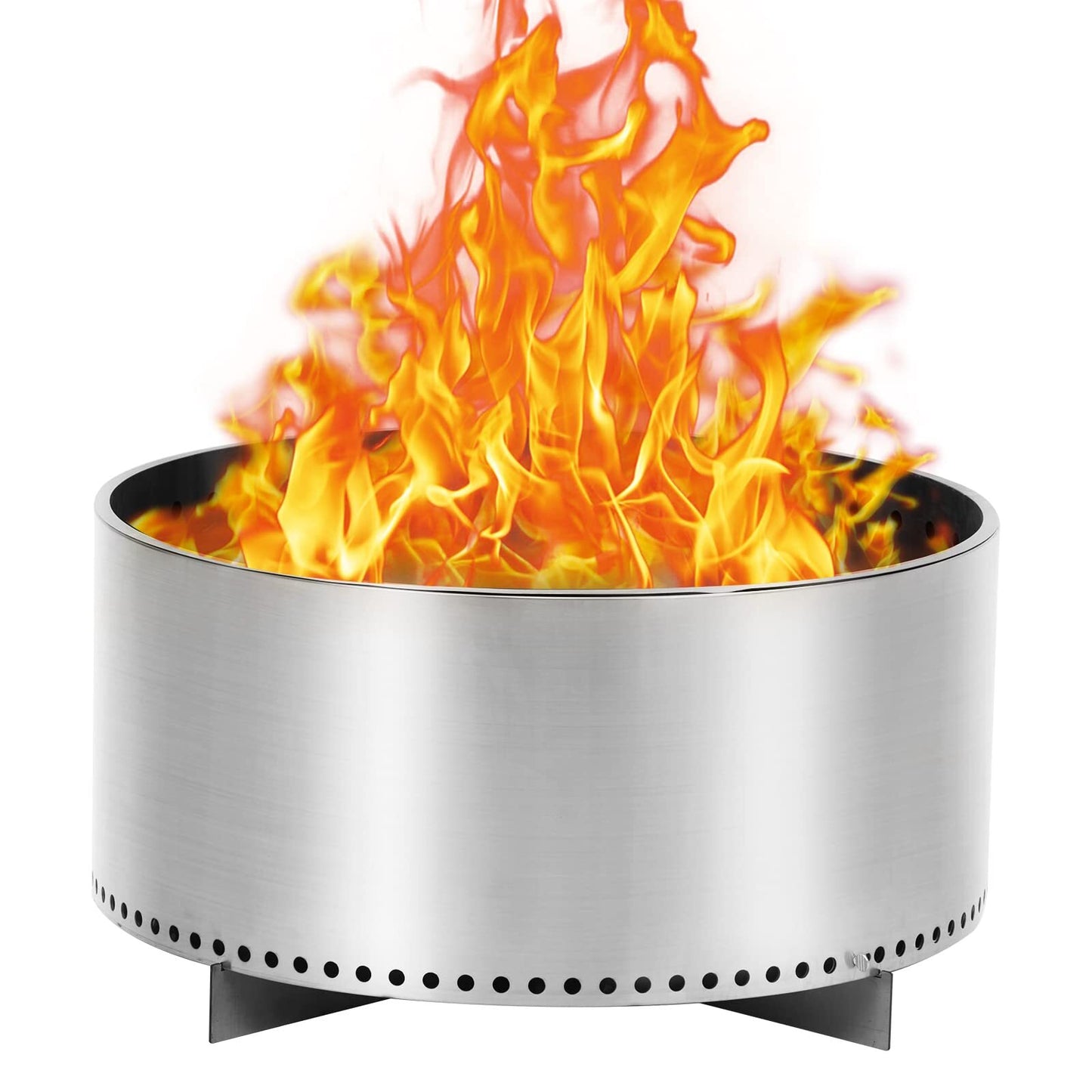 American Smart US PioneerWorks 27-inch smokeless fire pit for outdoor wood burning, portable stainless steel camping stove with stand