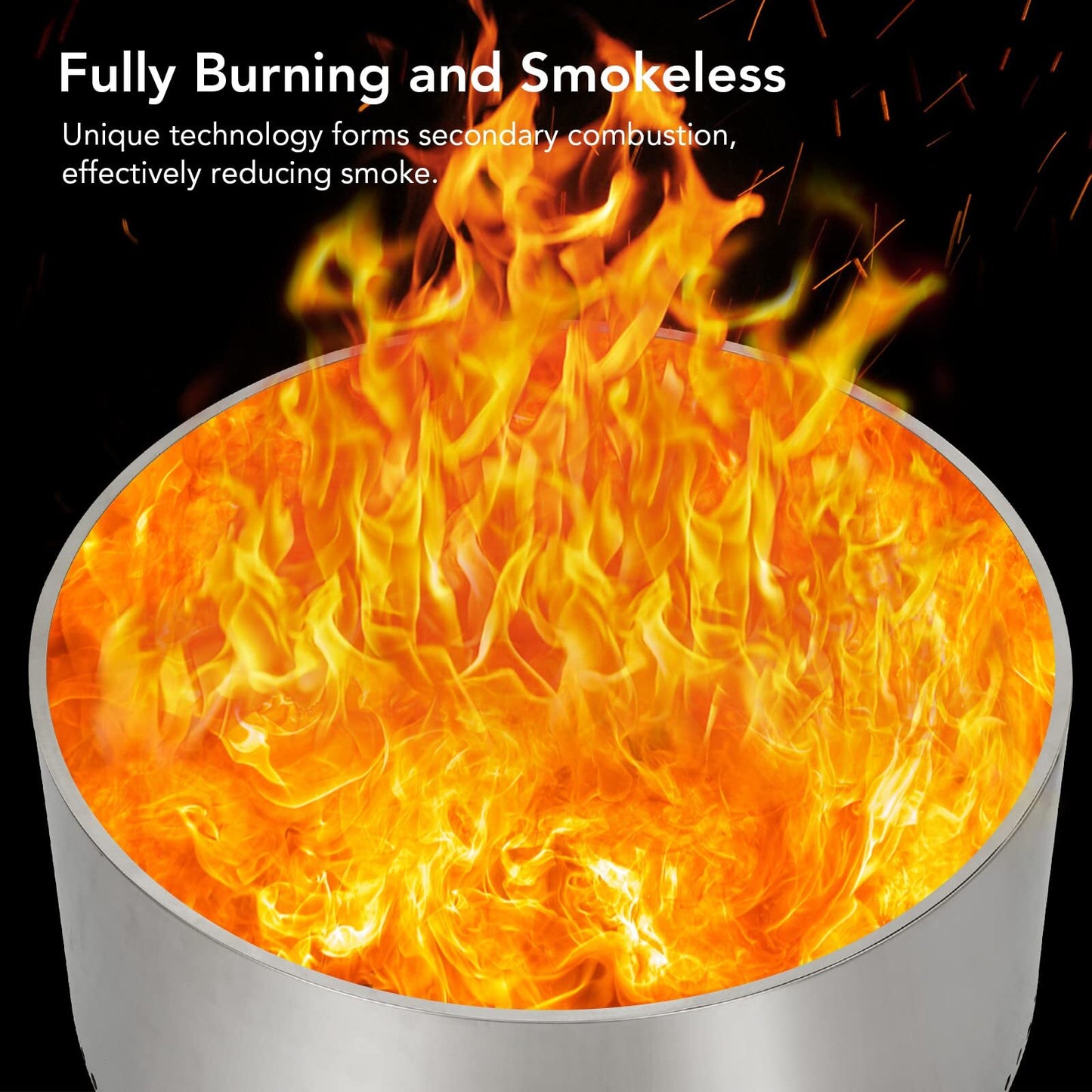 American Smart WB 27-inch smokeless fire pit for outdoor camping, stainless steel portable fire pit with stand, ideal for outdoor use