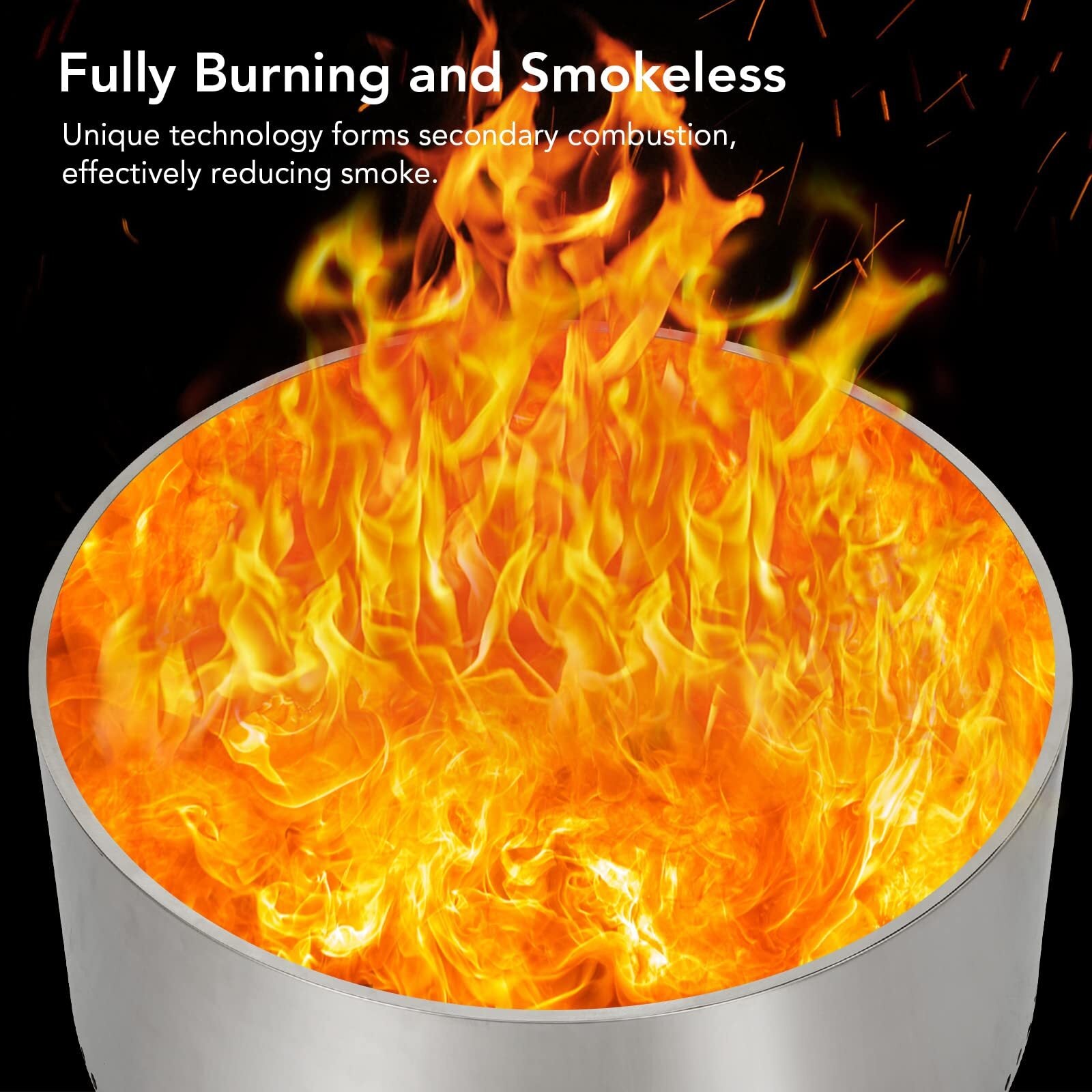 American Smart WB 27-inch smokeless fire pit for outdoor camping, stainless steel portable fire pit with stand, ideal for outdoor use