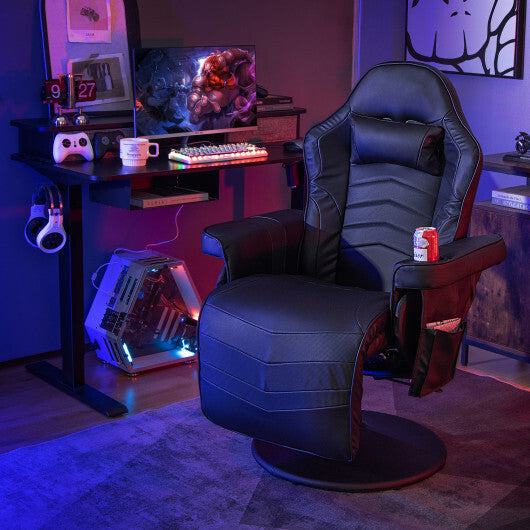 Costway Massage Video Gaming Recliner Chair with Adjustable Height-Black - American Smart