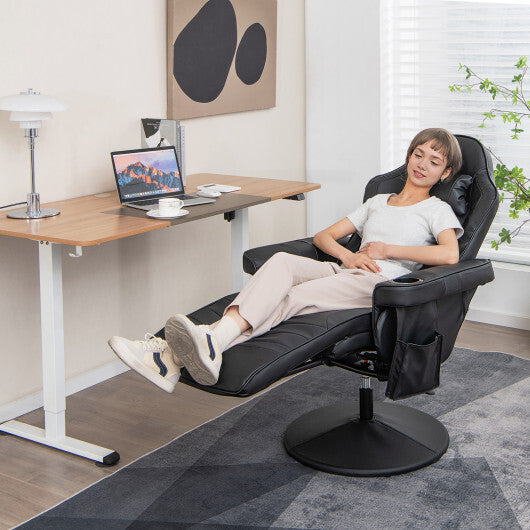 Costway Massage Video Gaming Recliner Chair with Adjustable Height-Black - American Smart
