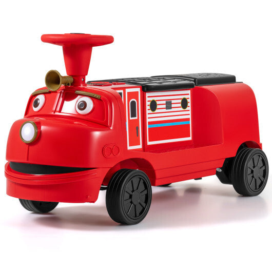 Costway 12V 2-Seater Kids Ride on Train with Height Adjustable Seat and Music Licensed Chuggington-Red - American Smart