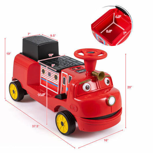 Costway 12V 2-Seater Kids Ride on Train with Height Adjustable Seat and Music Licensed Chuggington-Red - American Smart