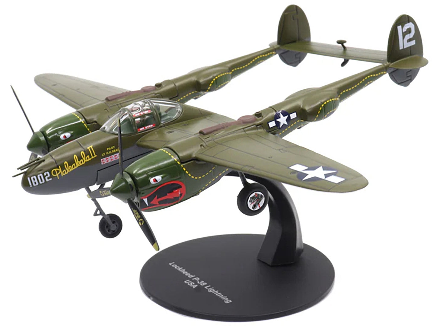 1/72 scale Lockheed P-38 Lightning fighter aircraft model by American Smart, featuring twin dragon markings from Haleakala II 80th FG.