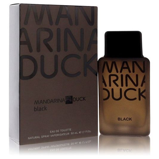 Mandarina Duck Black men's eau de toilette spray in 1.7 oz bottle with black packaging and branding details.