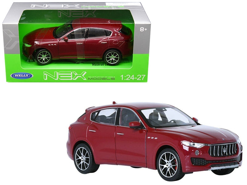 Red Maserati Levante 1/24 diecast model car by Welly, detailed miniature replica of the luxury SUV.