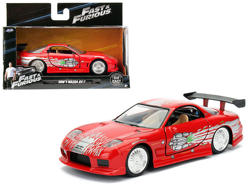 Dom's Mazda RX-7 Red with Graphics "Fast & Furious" Movie 1/32 Diecast Model Car by Jada - American Smart