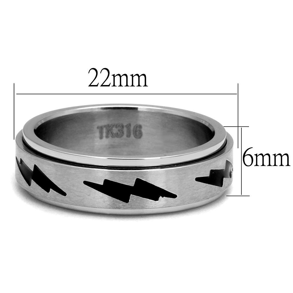 Men's high-polished stainless steel ring with black epoxy in jet color, American Smart WB TK2926 jewelry accessory