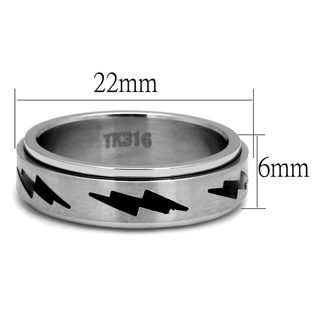 Men's high polished stainless steel ring with black epoxy in jet finish, by American Smart WB, no plating, sleek and modern design.