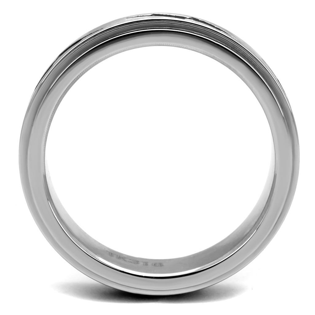 Men's high-polished stainless steel ring with black epoxy in jet finish, American Smart WB jewelry, no plating, sleek and modern design