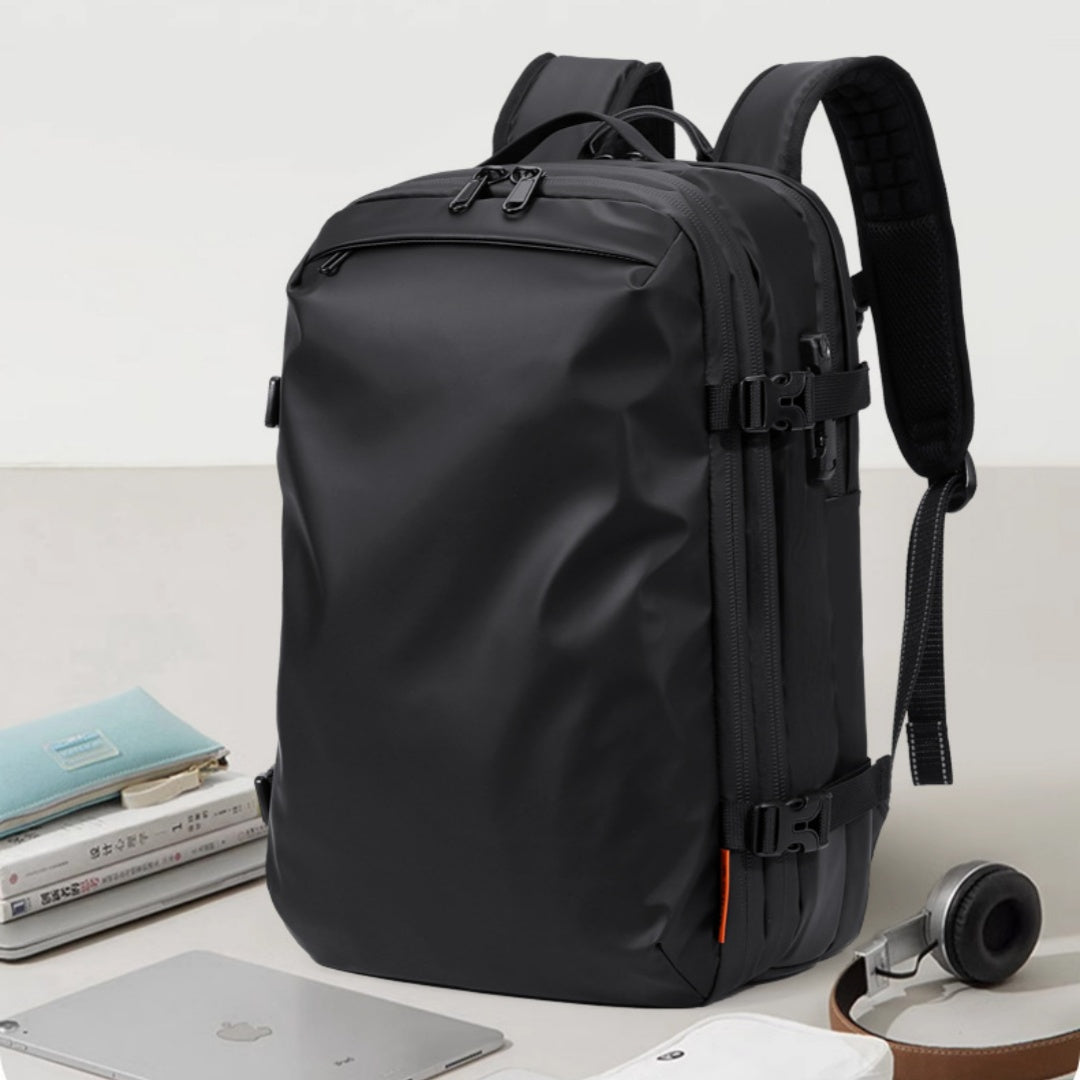 Large capacity American Smart men's business backpack with vacuum compression bag design, suitable for travel and daily use.