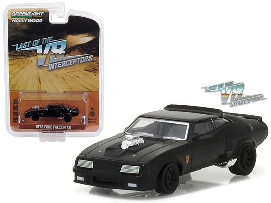1973 Ford Falcon XB "Last of the V8 Interceptors" diecast model car from Greenlight Hollywood Series, black 1/64 scale.