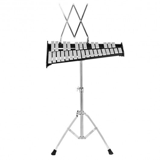 American Smart 30 Notes Percussion with Practice Pad, mallets, sticks, and stand for musical instrument practice.