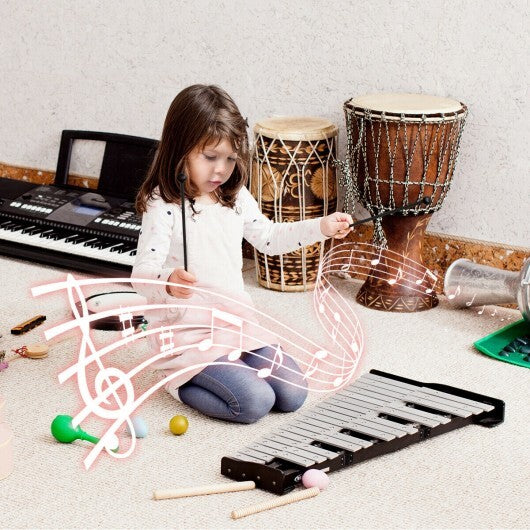 American Smart 30 Notes Percussion set with practice pad, mallets, sticks, and stand, ideal for musical instrument practice and performance.