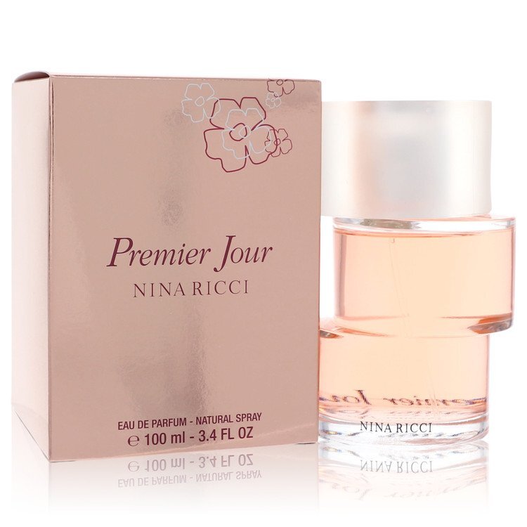 Premier Jour Nina Ricci Eau De Parfum spray for women, 3.3 oz bottle, elegant floral fragrance in a sleek glass bottle