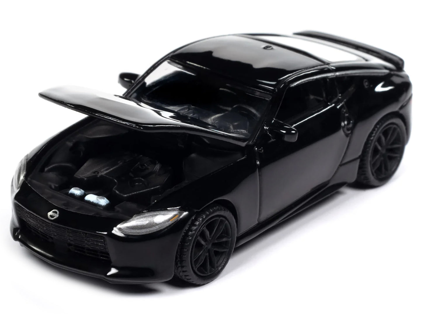 Black 2023 Nissan Z diecast model car from Auto World’s Import Legends Series, 1/64 scale, detailed collectible Nissan model
