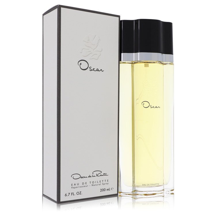 Oscar by Oscar De La Renta Eau De Toilette spray for women, 6.7 oz, featuring elegant packaging and floral fragrance design.