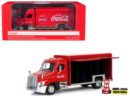 Beverage Delivery Truck "Coca-Cola" with Handcart and 4 Bottle Cases 1/50 Diecast Model by Motorcity Classics - American Smart