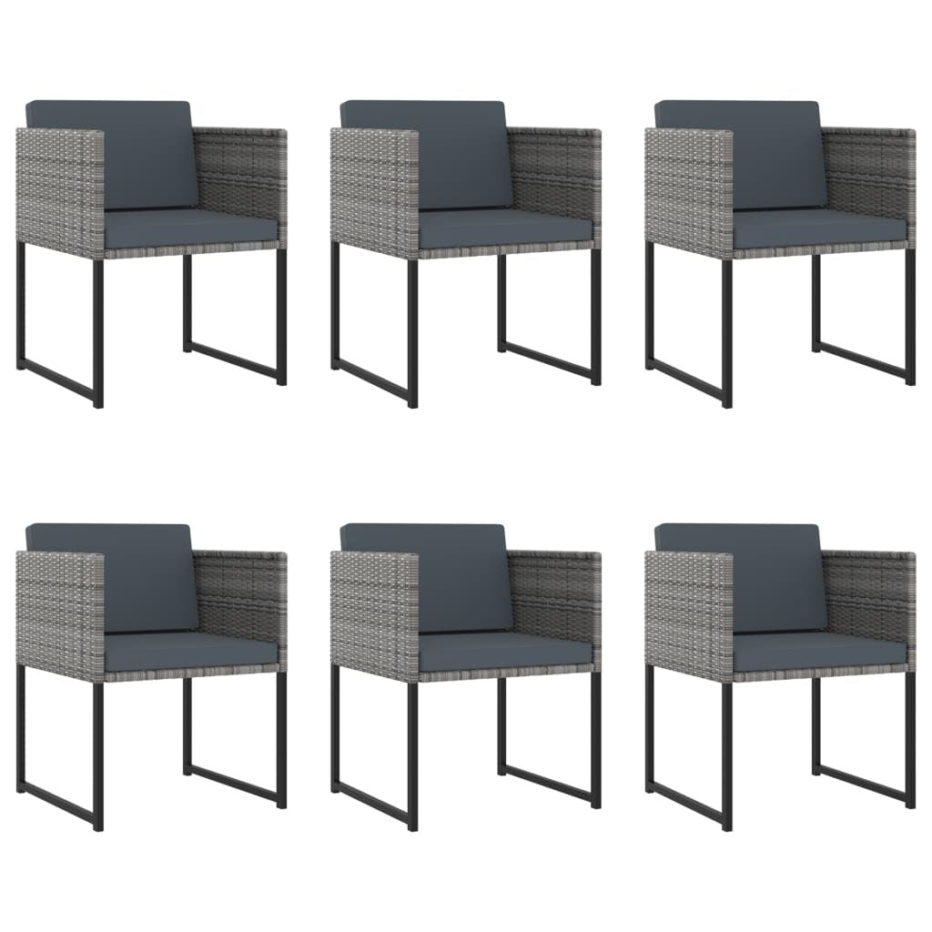 11-piece patio dining set with gray cushions, outdoor furniture made of poly rattan by American Smart - WB.