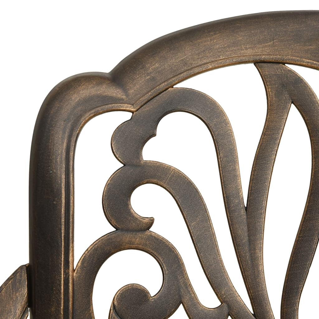Outdoor 3-piece bistro set by American Smart, cast aluminum bronze finish with table and two chairs for patio or garden use.