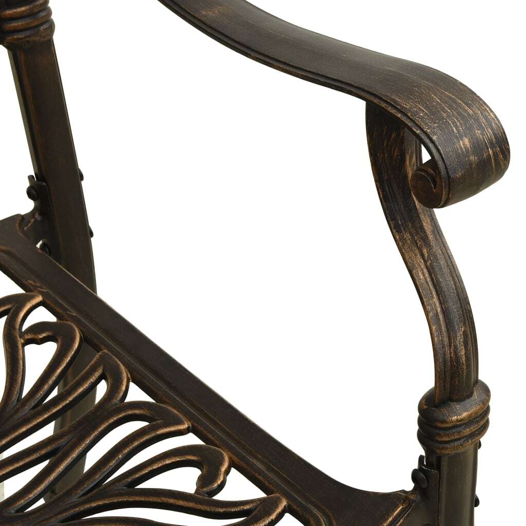 Outdoor 3-piece bistro set made of cast aluminum in bronze finish, featuring a table and two chairs from American Smart WB.