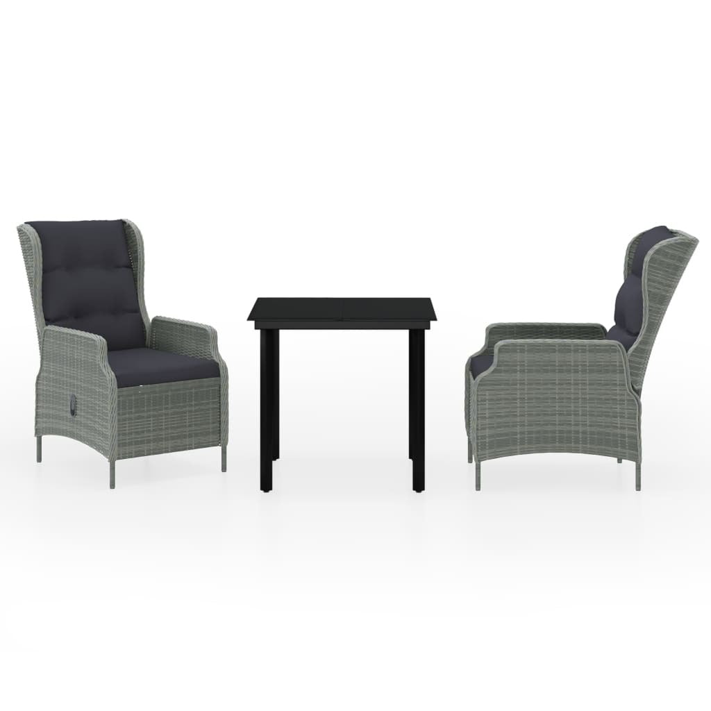 Light gray 3-piece patio dining set by American Smart WB, includes table and chairs for outdoor dining.