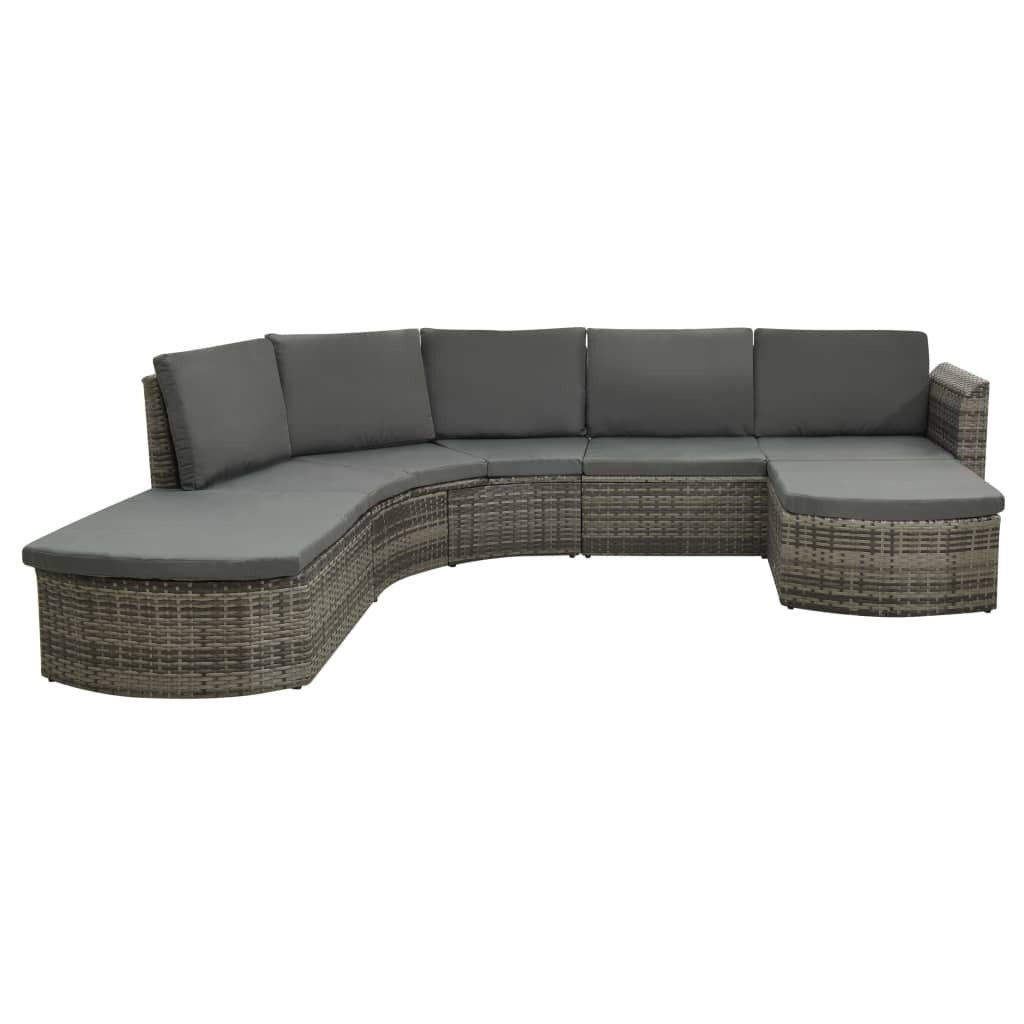 Gray 4-piece patio lounge set with cushions made of poly rattan, outdoor furniture by American Smart - WB.