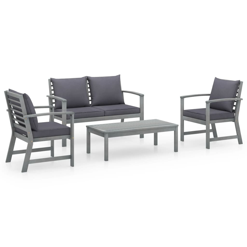 American Smart WB 4-piece patio lounge set with cushions, made of solid acacia wood for outdoor relaxation and entertaining.