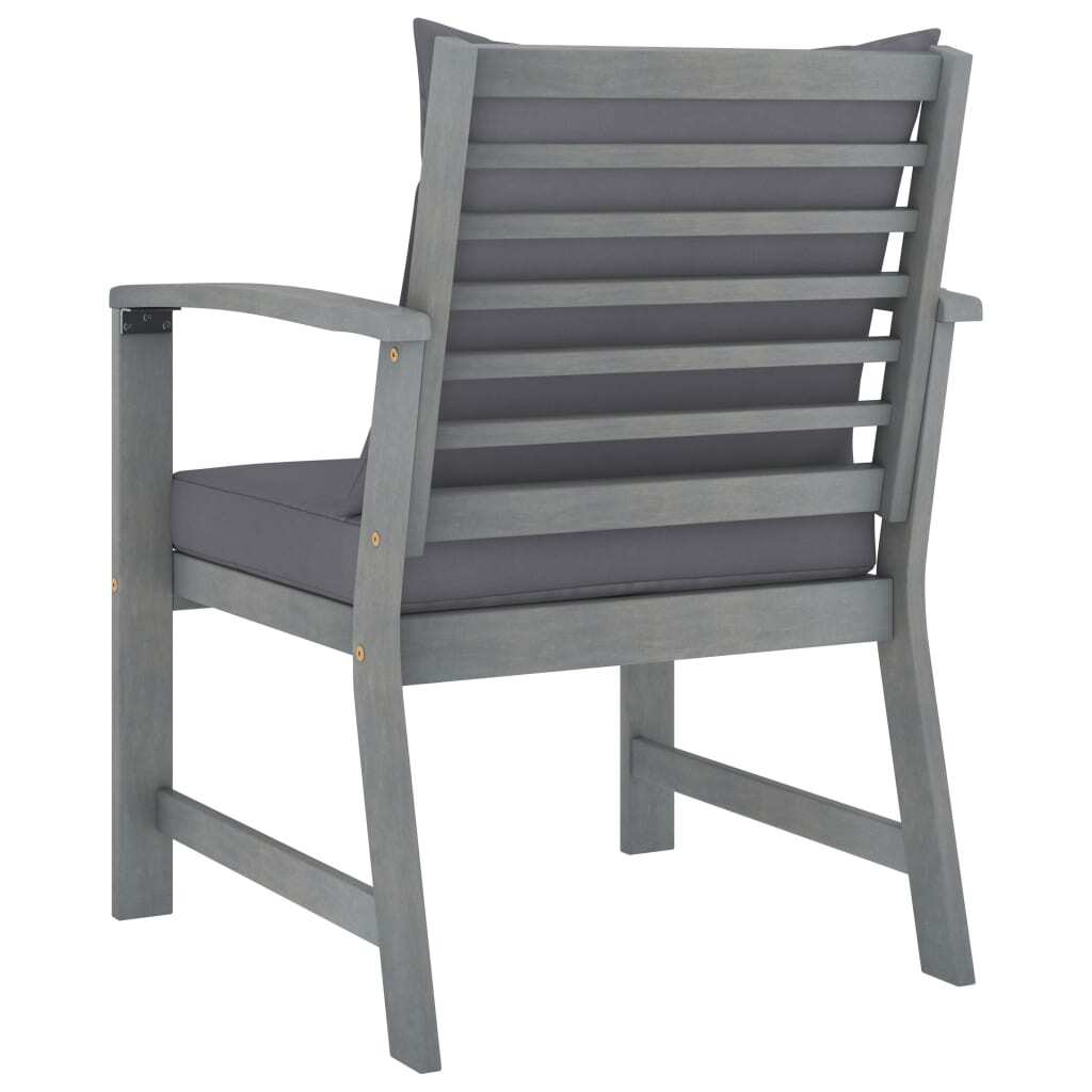Outdoor patio lounge set with four solid acacia wood chairs and cushions, stylish American Smart - WB outdoor furniture.