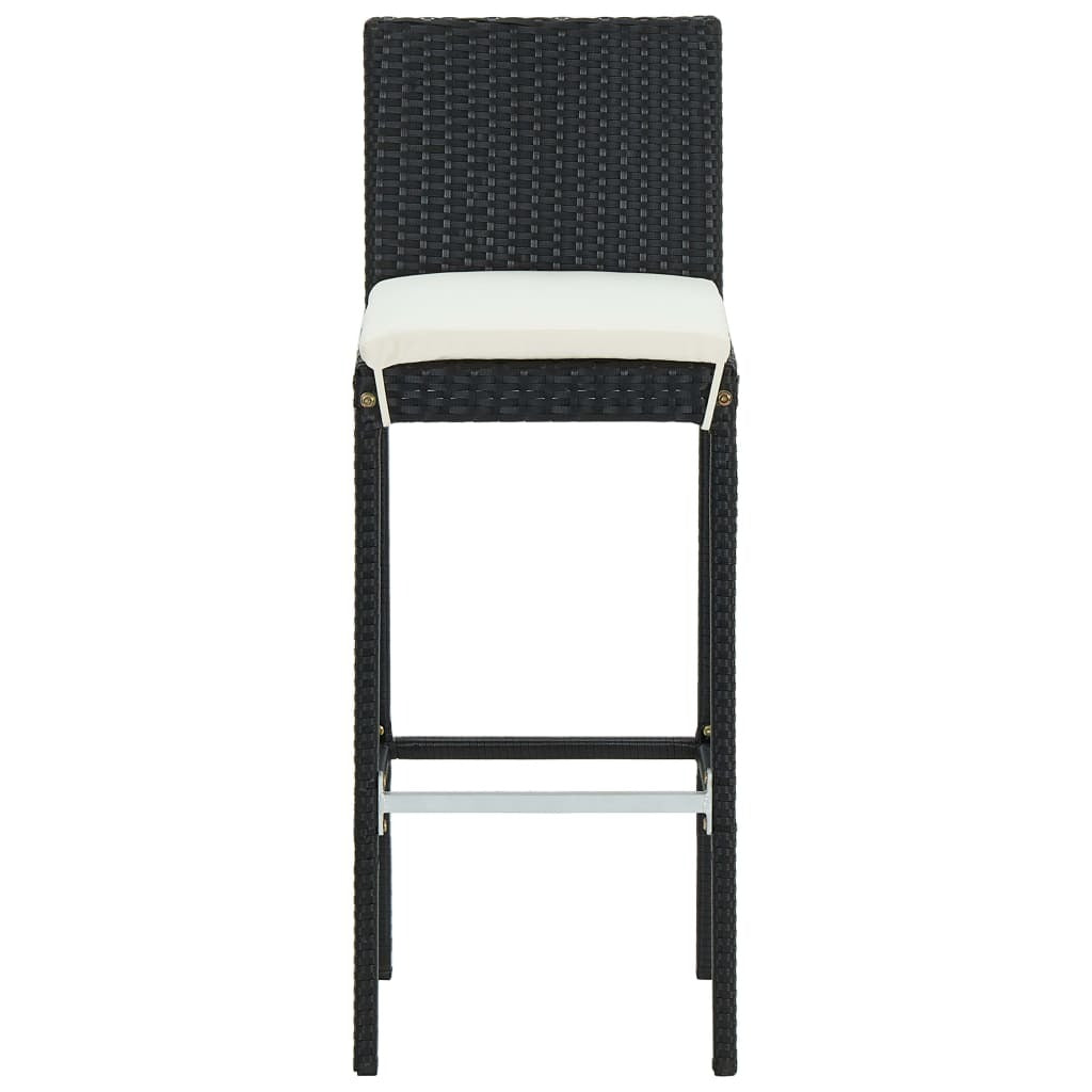 Black 5-piece patio bar set with cushions made of poly rattan, outdoor furniture by American Smart WB.