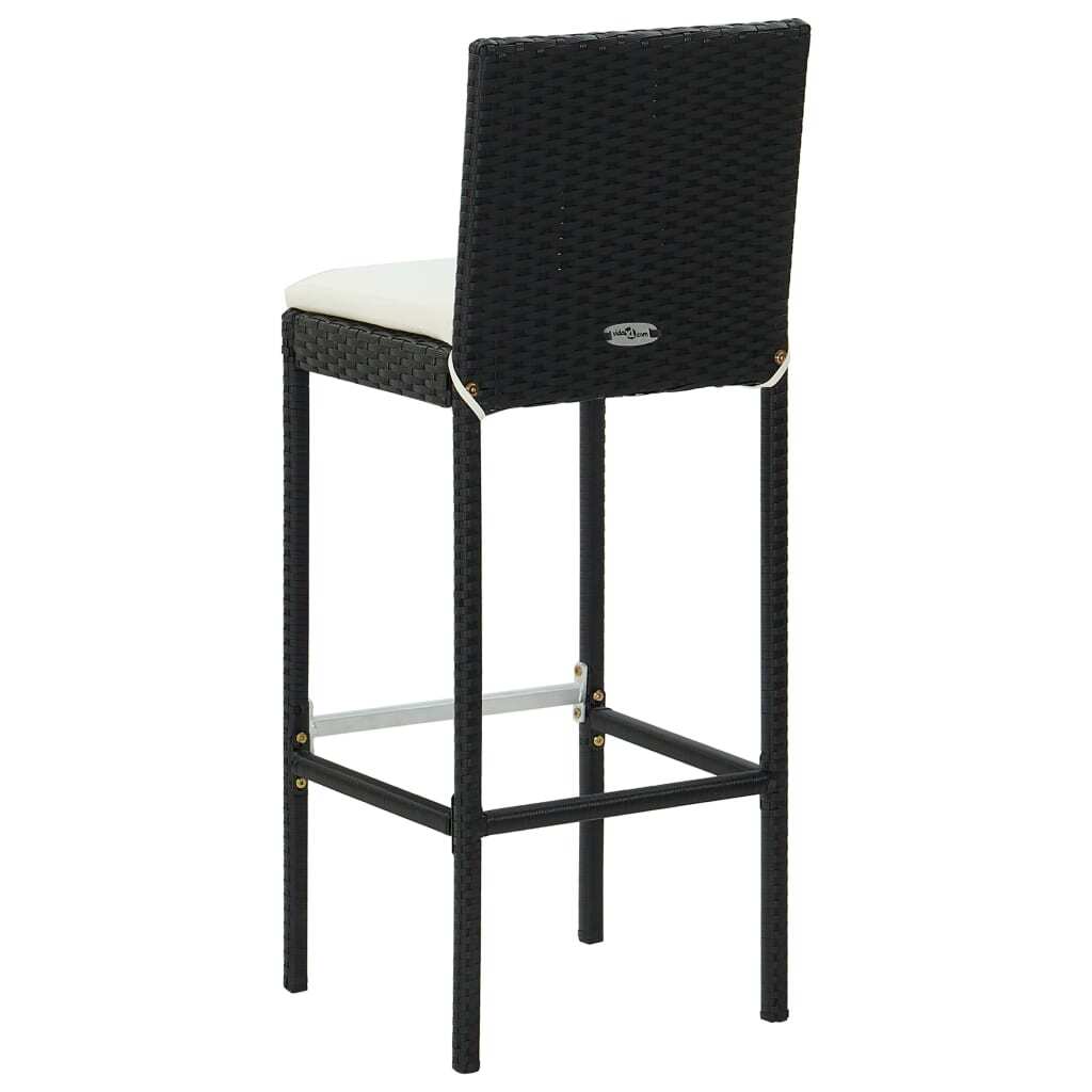 5-piece outdoor patio bar set with cushions, black poly rattan furniture from American Smart WB, includes bar table and stools