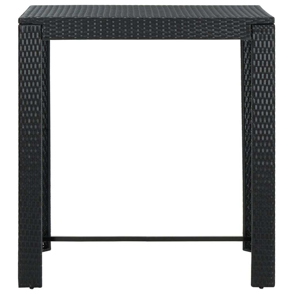 Black 5-piece patio bar set with cushions, outdoor furniture made of poly rattan, by American Smart - WB.
