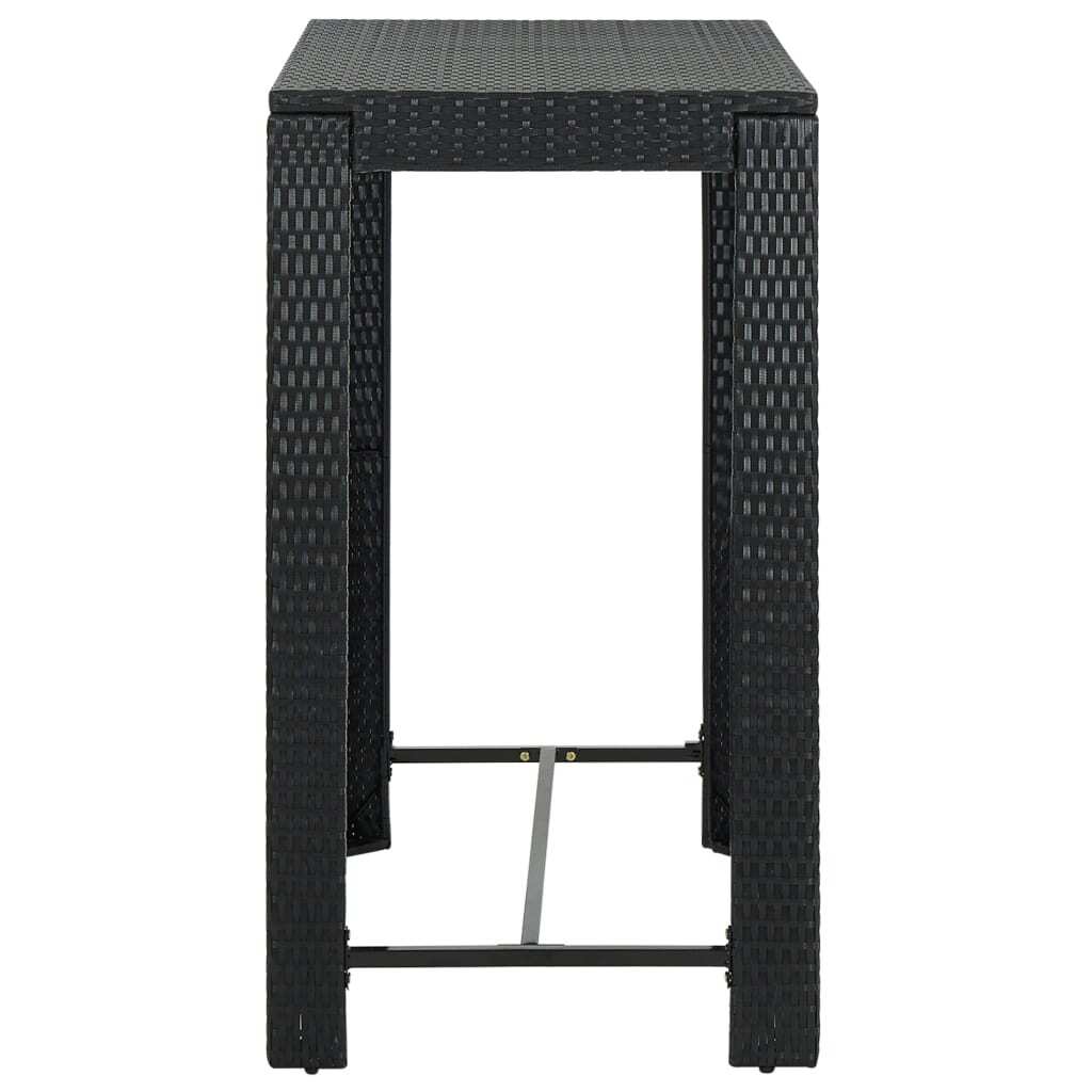 Black 5-piece patio bar set with cushions made of poly rattan from American Smart WB, perfect for outdoor entertaining.