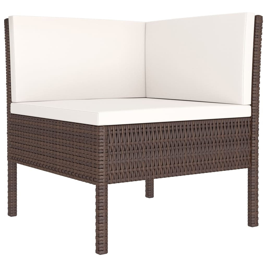 Six-piece outdoor patio lounge set with cushions, brown poly rattan garden furniture by American Smart WB