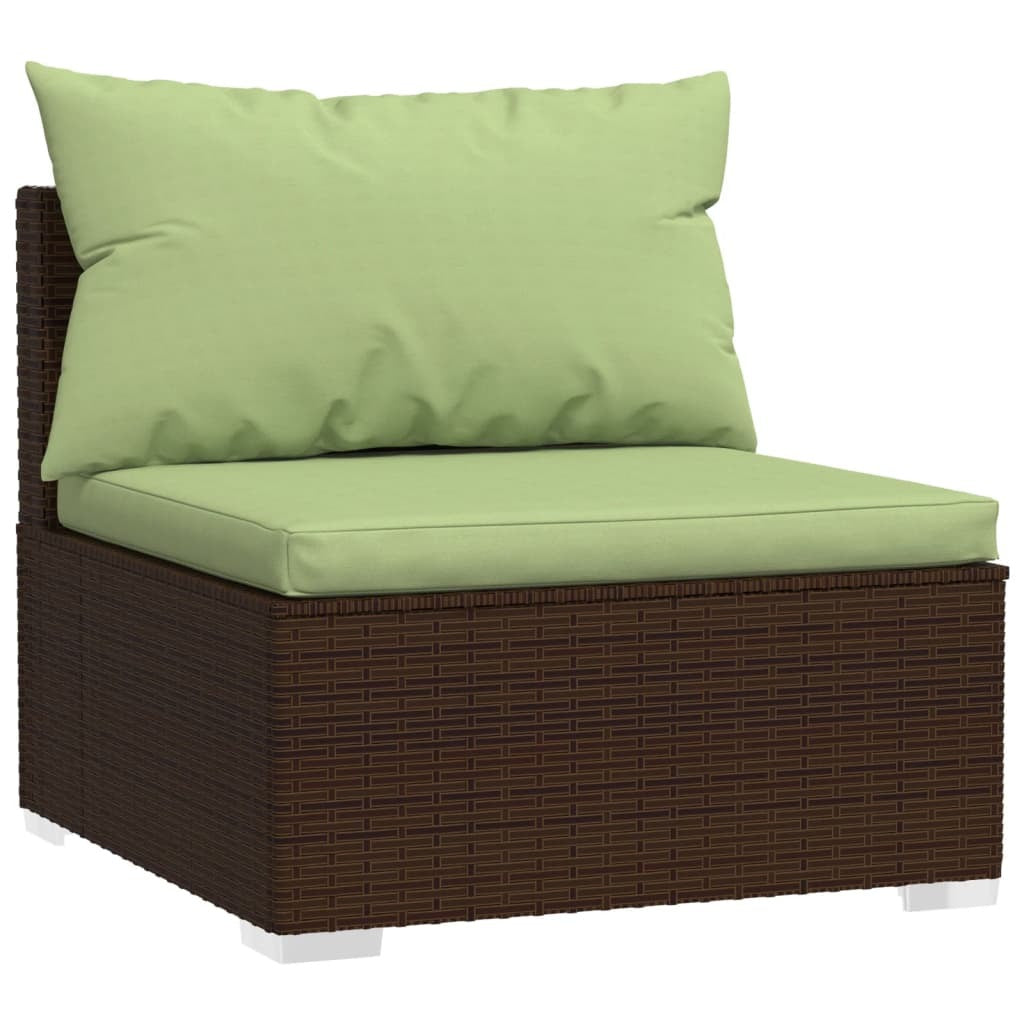 8 Piece Patio Lounge Set with Cushions Poly Rattan Brown - American Smart