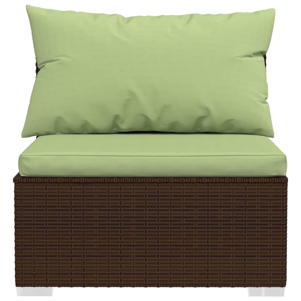 8 Piece Patio Lounge Set with Cushions Poly Rattan Brown - American Smart