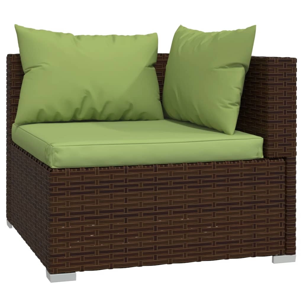 8 Piece Patio Lounge Set with Cushions Poly Rattan Brown - American Smart