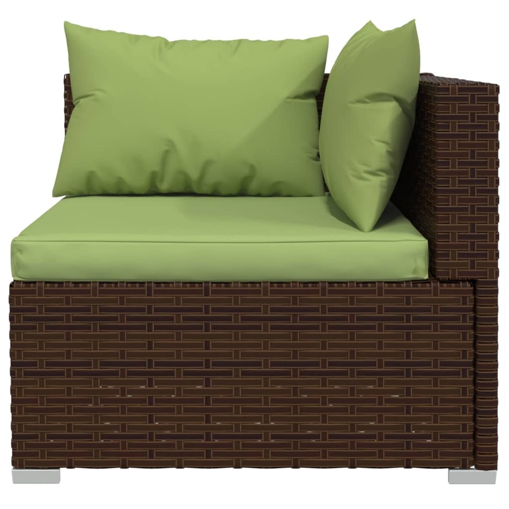 8 Piece Patio Lounge Set with Cushions Poly Rattan Brown - American Smart