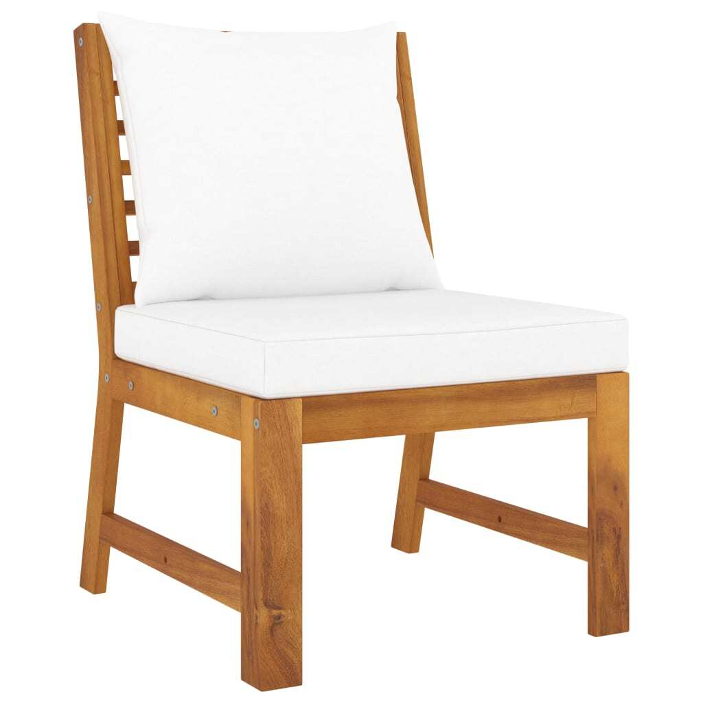 9-piece outdoor patio lounge set with cream cushions made of solid acacia wood by American Smart WB, featuring comfortable seating and table.