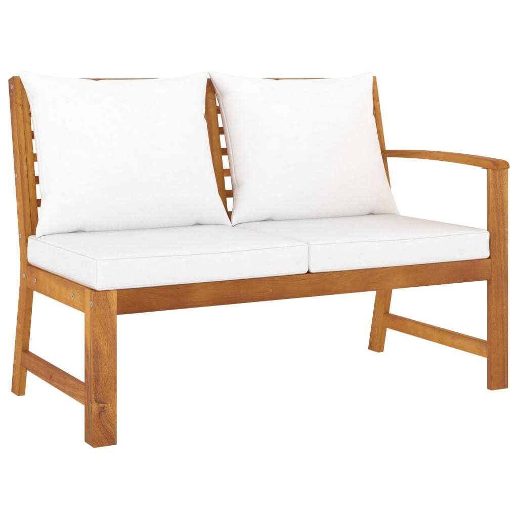 9-piece outdoor patio lounge set with cream cushions, solid acacia wood frame, American Smart WB outdoor furniture.