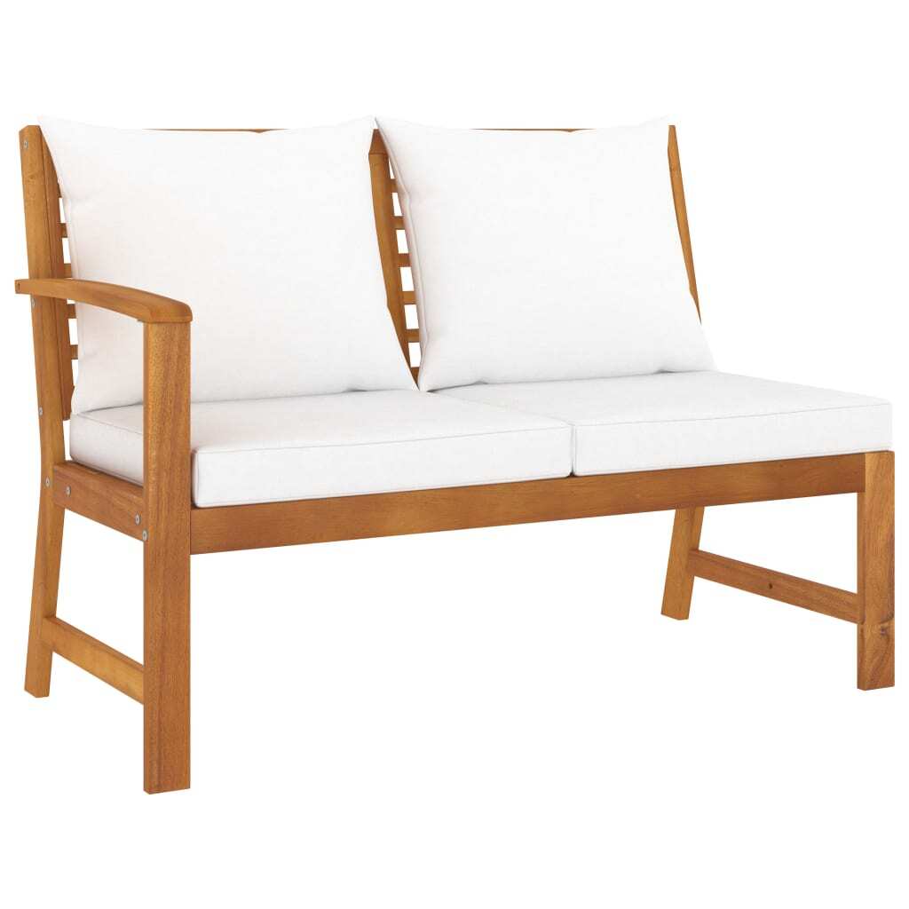 9-piece outdoor patio lounge set with cream cushions, solid acacia wood frame by American Smart for stylish garden seating