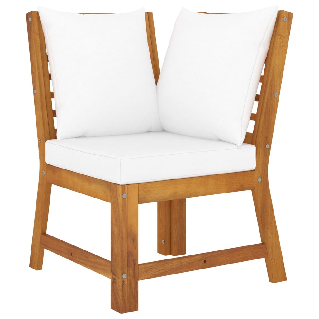 Cream-colored 9-piece outdoor patio lounge set with cushions, made of solid acacia wood by American Smart WB.