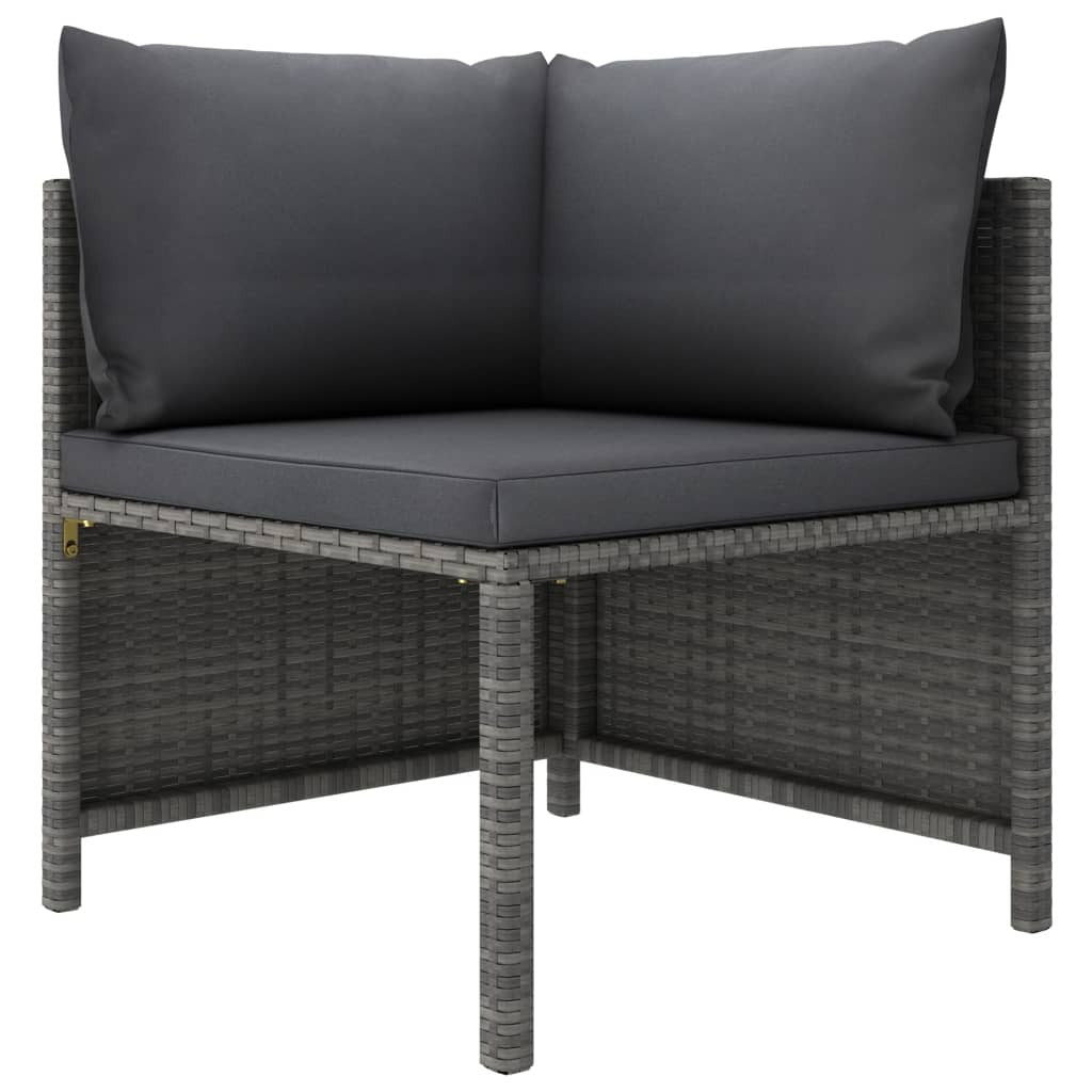 Gray 9-piece patio lounge set with cushions by American Smart, featuring poly rattan outdoor furniture for relaxing outdoor spaces.