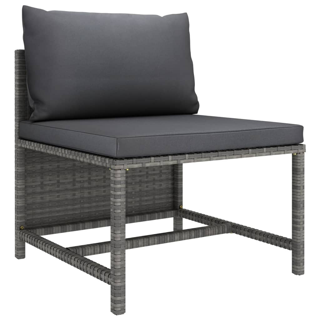 Gray 9-piece patio lounge set with cushions, made of poly rattan, from American Smart outdoor furniture collection.
