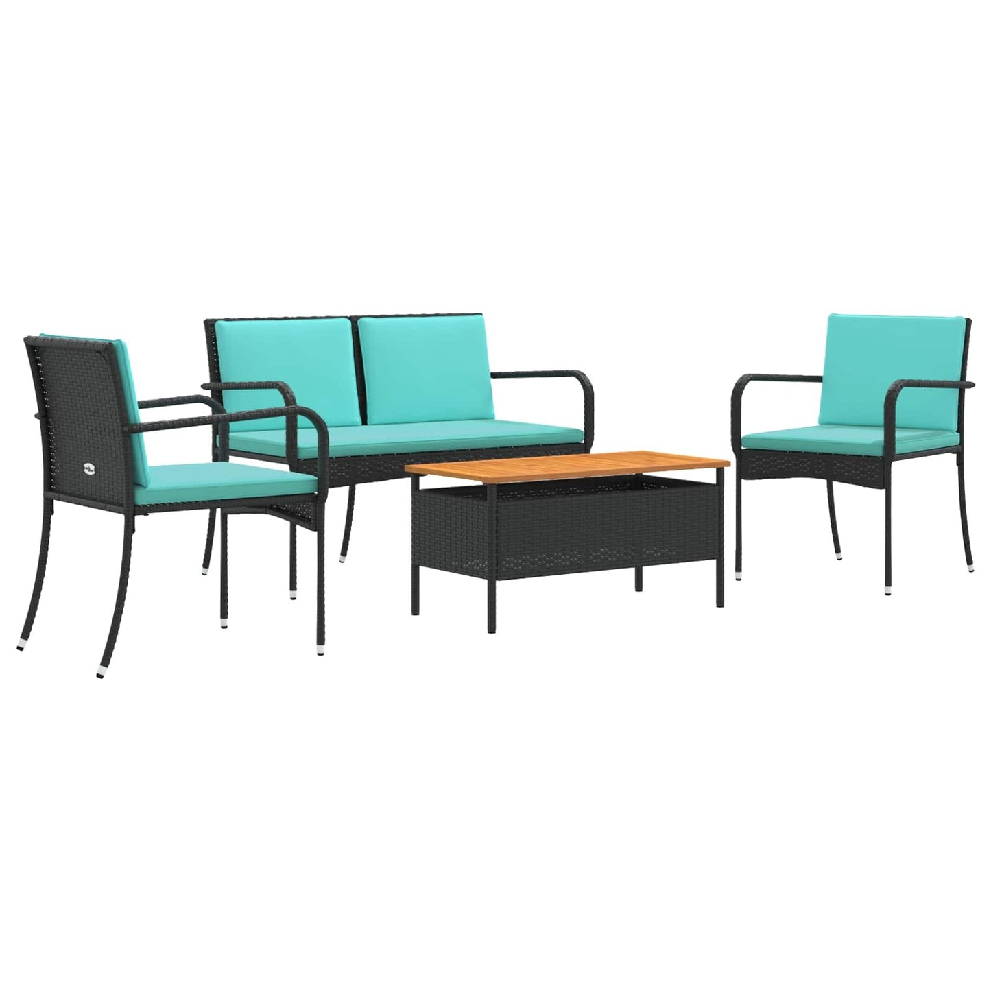 Black poly rattan outdoor garden furniture set with chairs and table from American Smart WB.