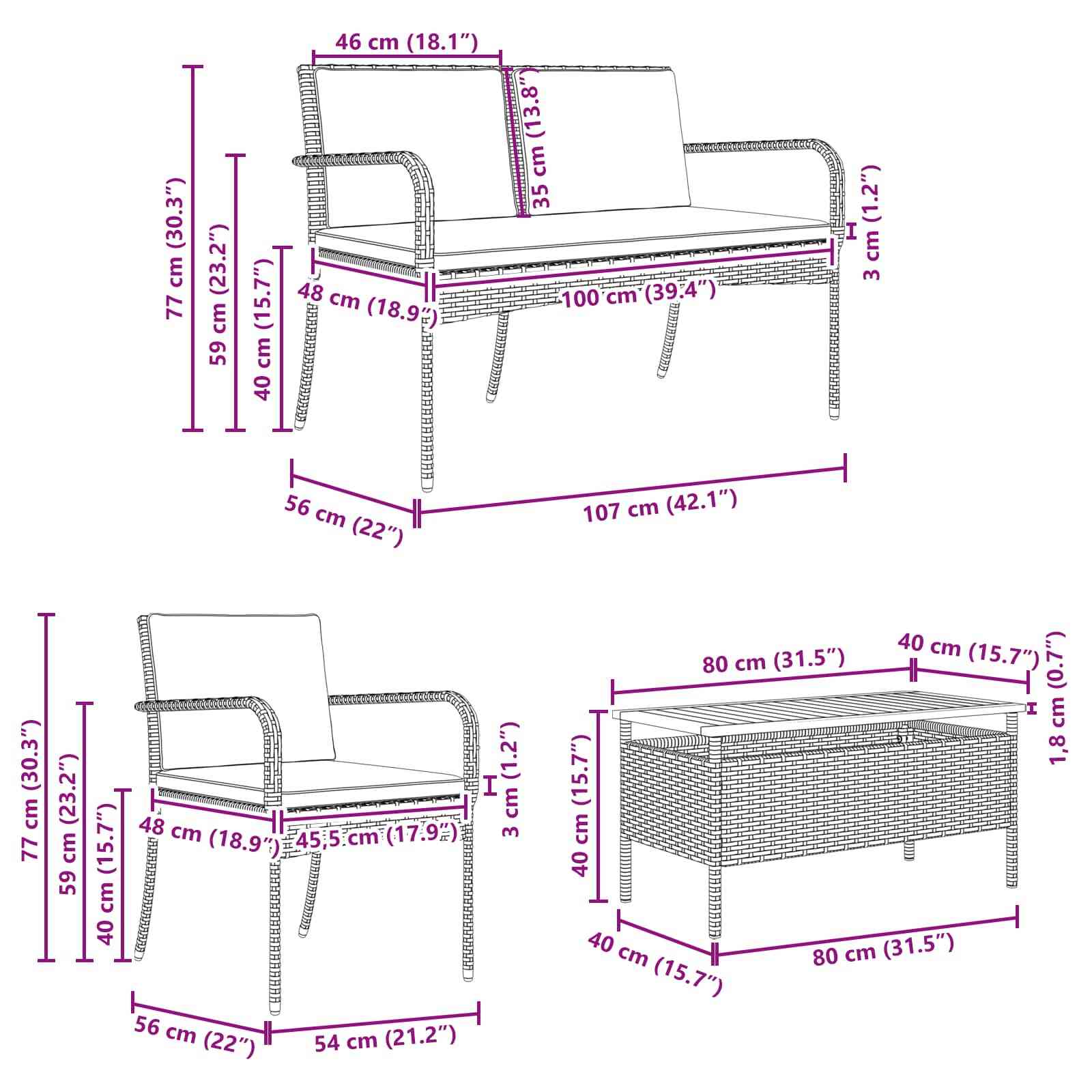 Black poly rattan garden outdoor furniture set by American Smart WB, includes chairs and table for patio or backyard use.