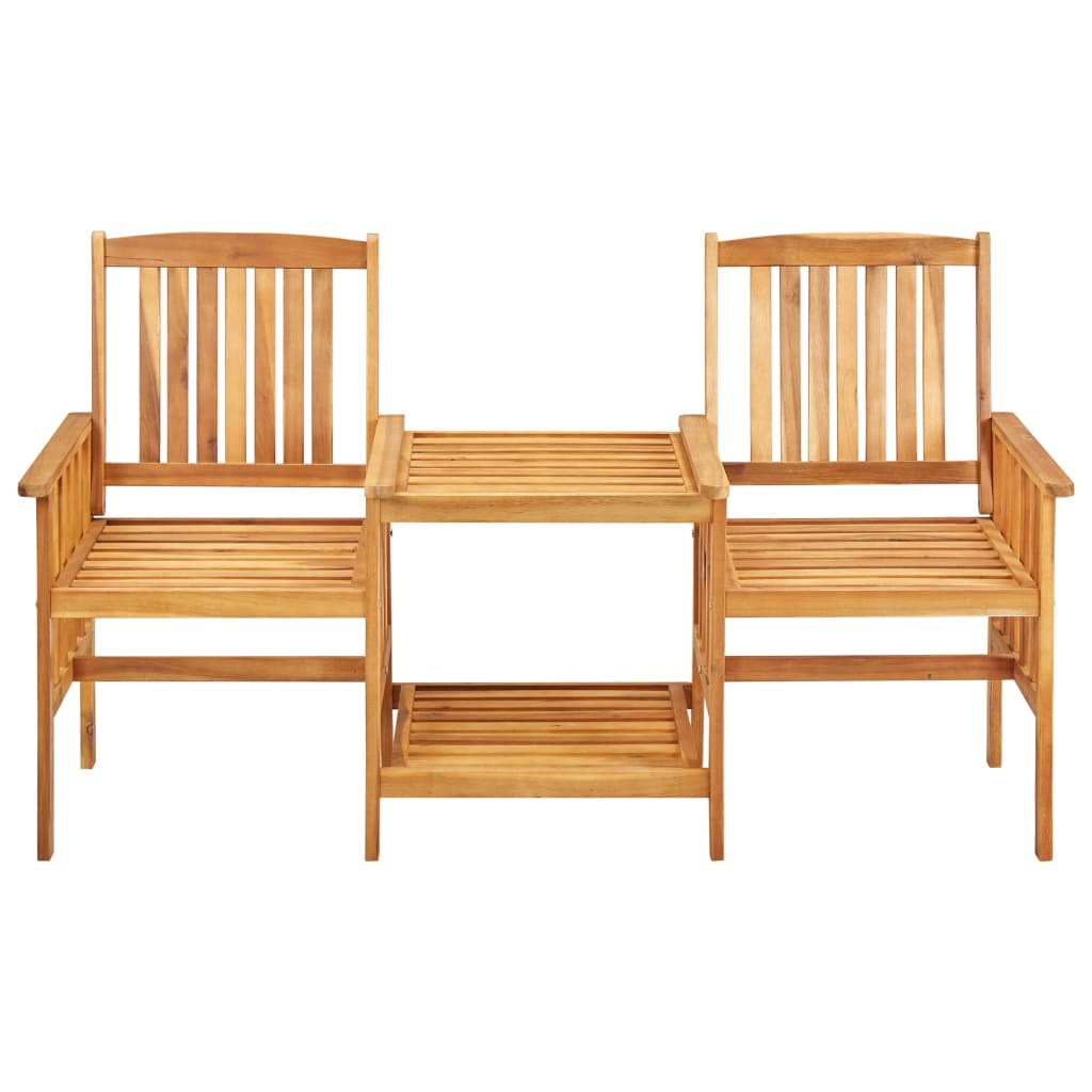 American Smart solid acacia wood patio chairs with matching tea table and cushions in an outdoor furniture set.